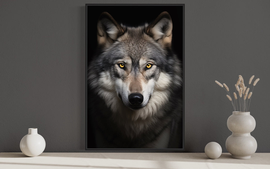 Wolf Photography Style Framed Canvas Wall Art