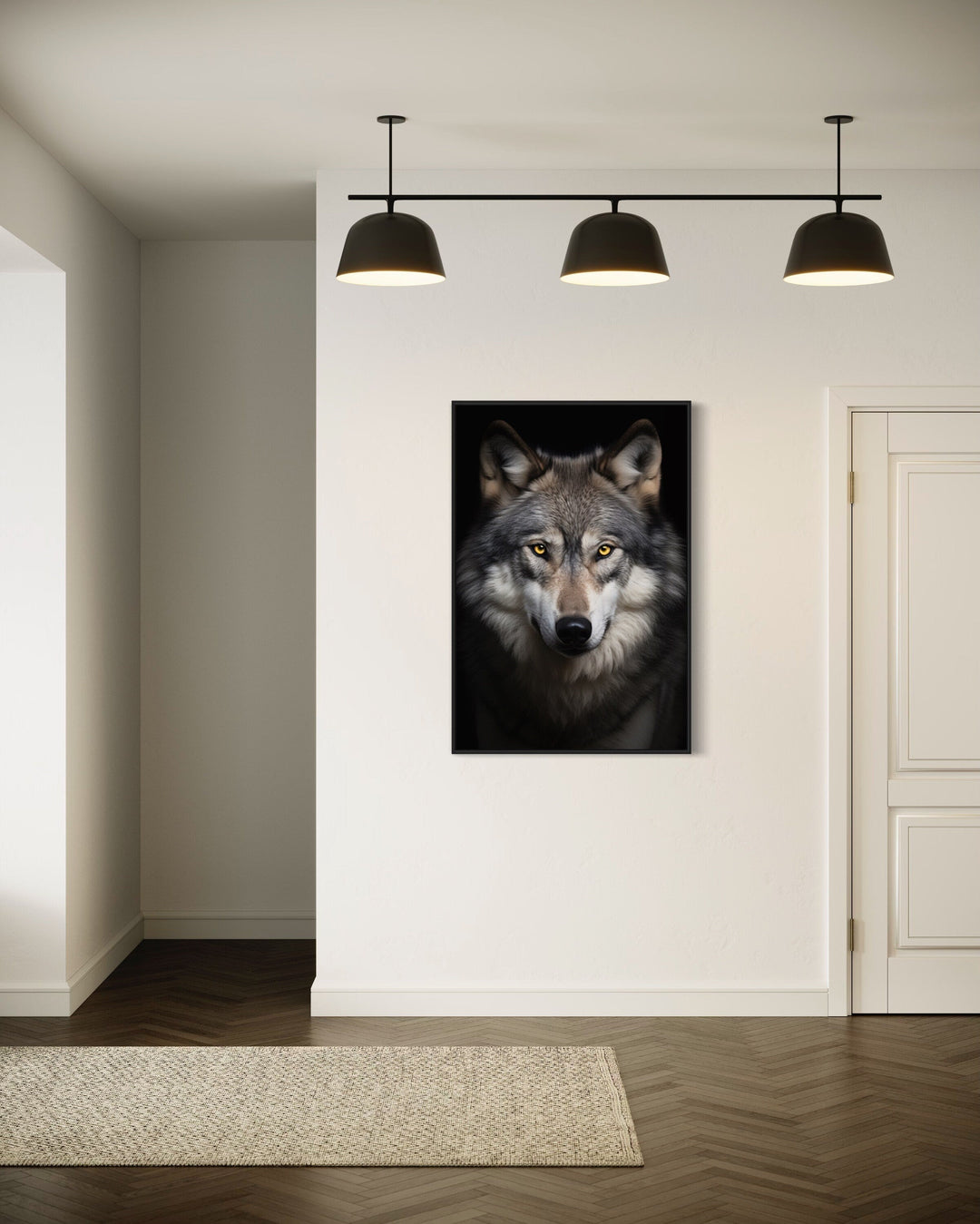 Wolf Photography Style Framed Canvas Wall Art