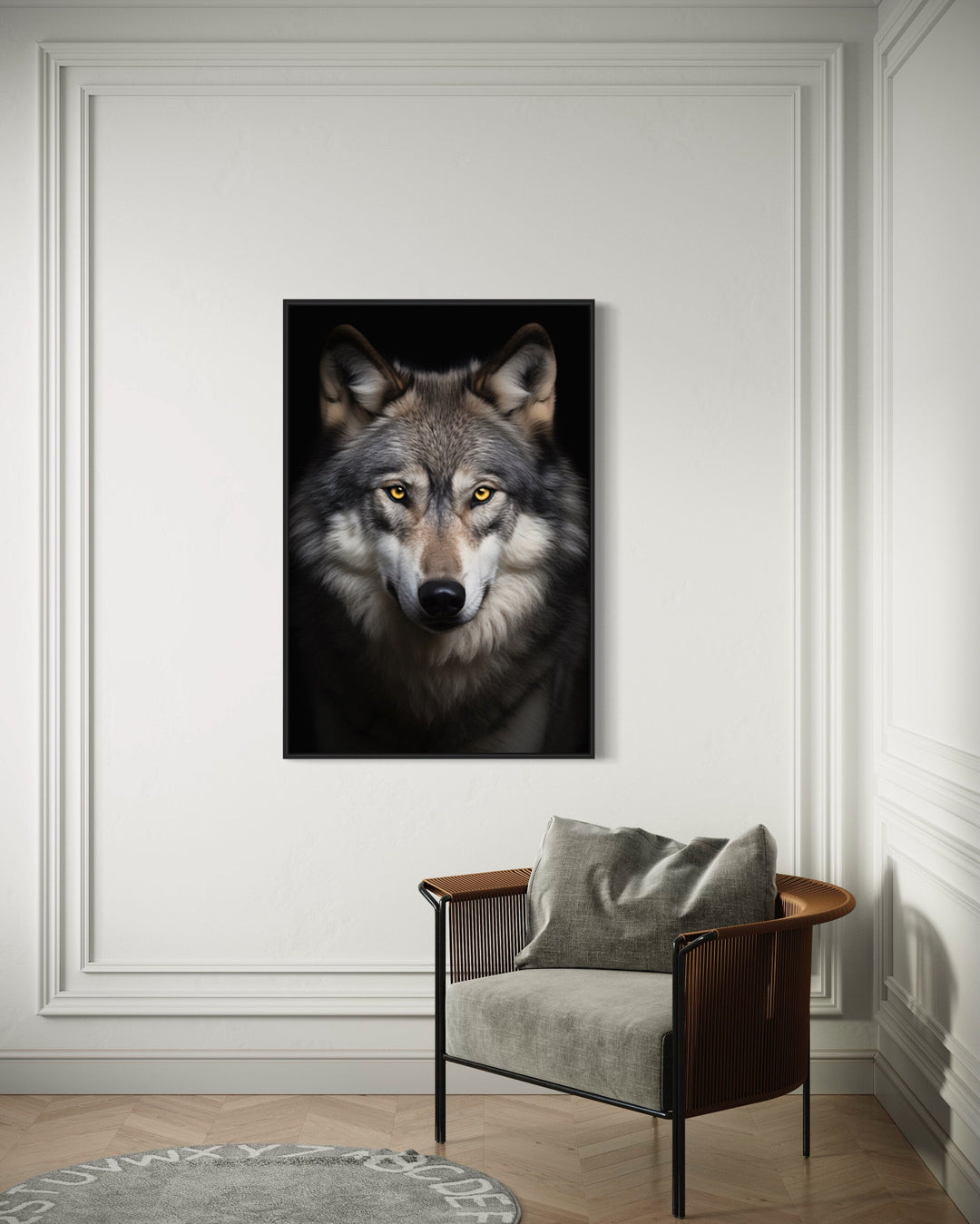 Wolf Photography Style Framed Canvas Wall Art