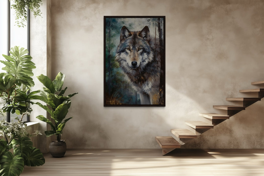 Wolf Pop Art Painting Framed Canvas Wall Art