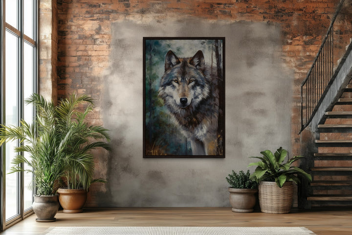 Wolf Pop Art Painting Framed Canvas Wall Art