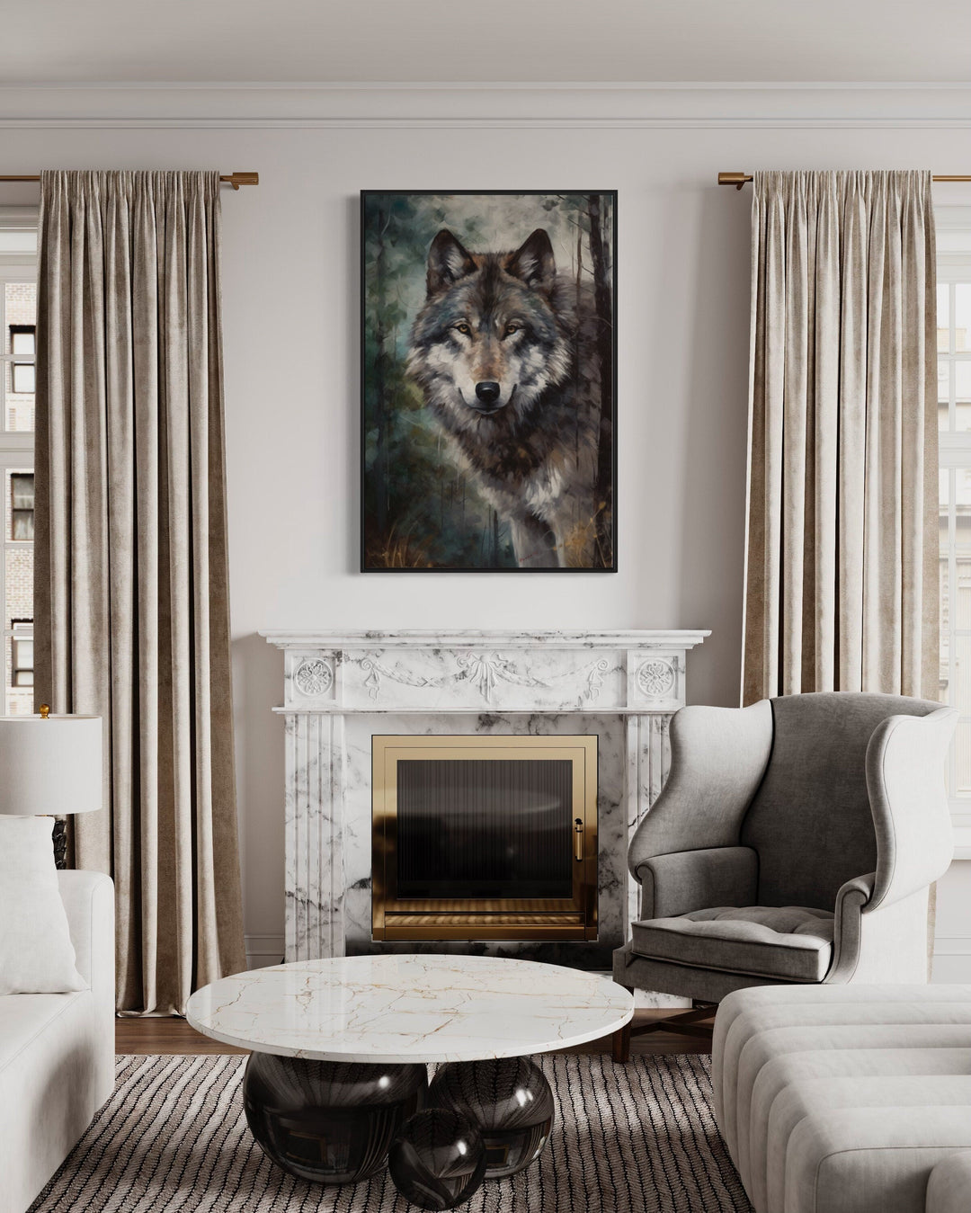 Wolf Pop Art Painting Framed Canvas Wall Art