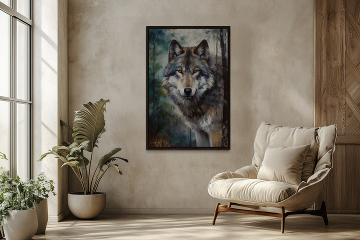 Wolf Pop Art Painting Framed Canvas Wall Art