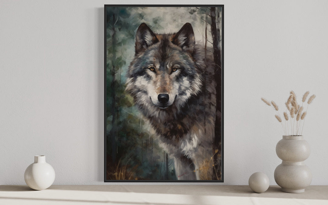 Wolf Pop Art Painting Framed Canvas Wall Art