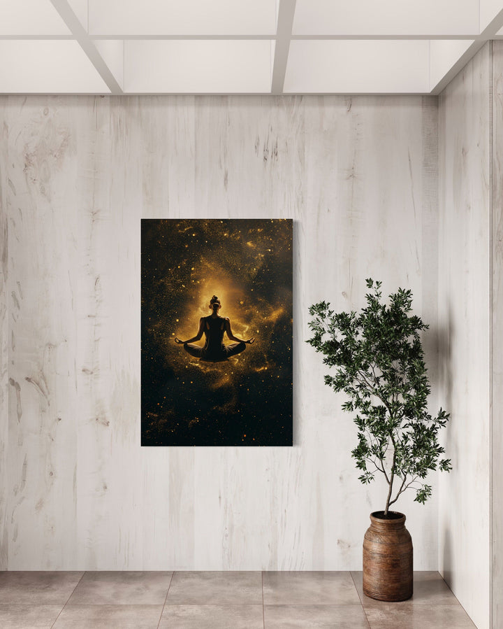 Woman in Lotus Pose Zen Meditation Framed Canvas Wall Art