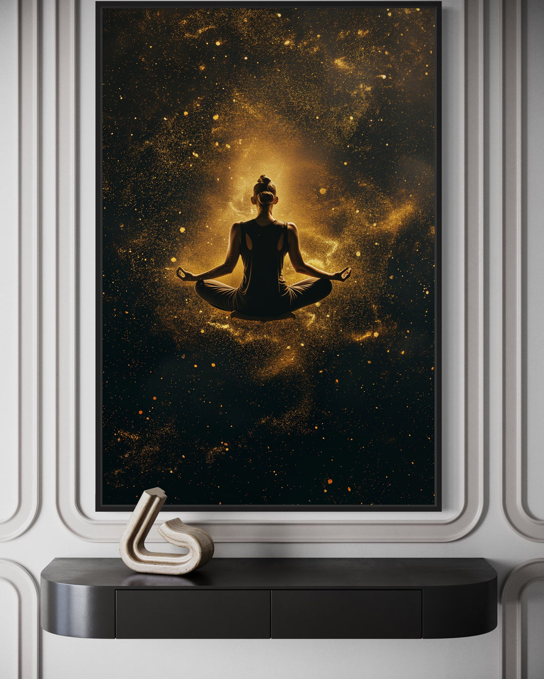 Woman in Lotus Pose Zen Meditation Framed Canvas Wall Art