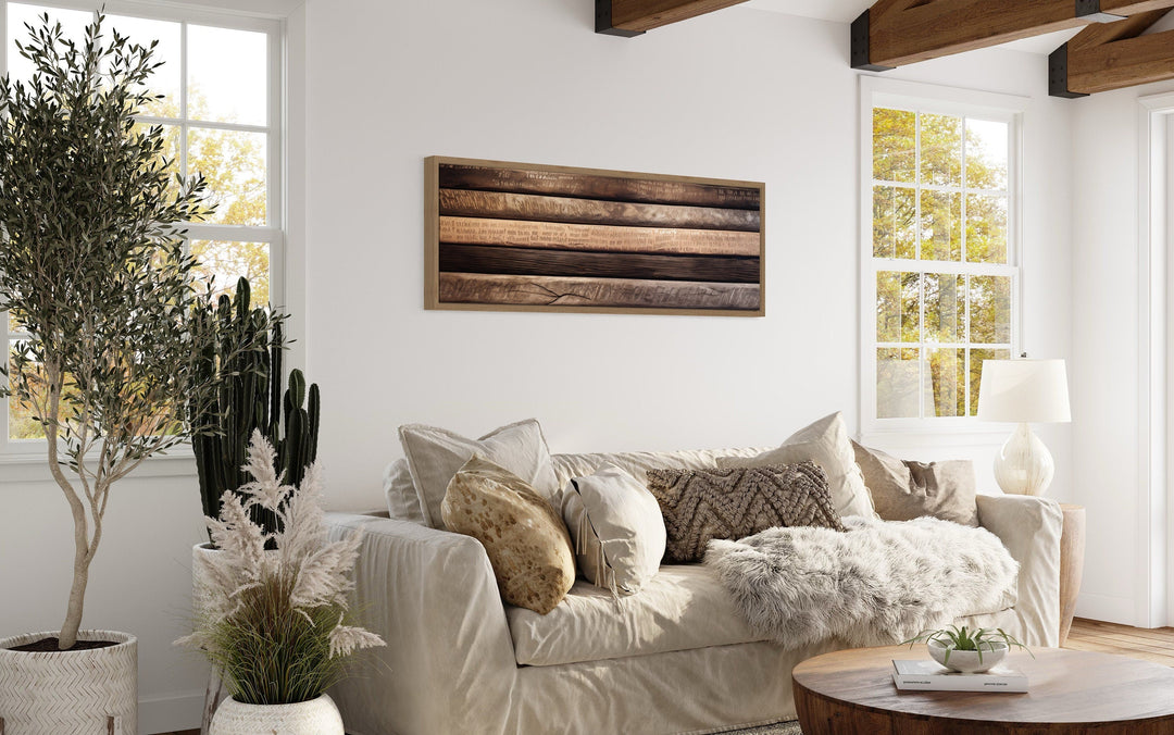 Wood Planks Painting Rustic Horizontal Framed Canvas Wall Art