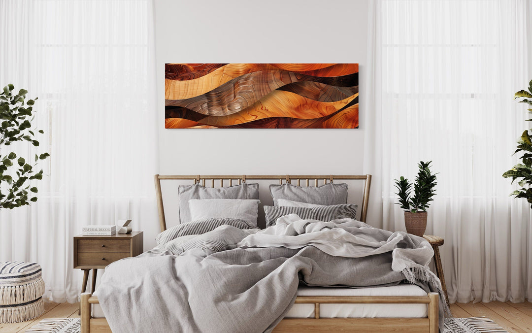 Wood Texture Painting Rustic Chic Horizontal Framed Canvas Wall Art