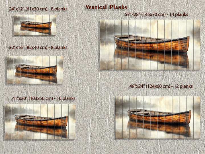 Wooden Canoe In The Lake Real Wood Wall Art