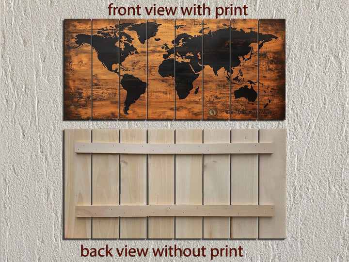 Wooden World Map Distressed Wall Art