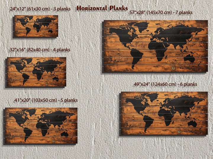 Wooden World Map Distressed Wall Art