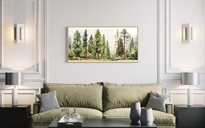 Woodlands Forest Watercolor Framed Canvas Wall Art