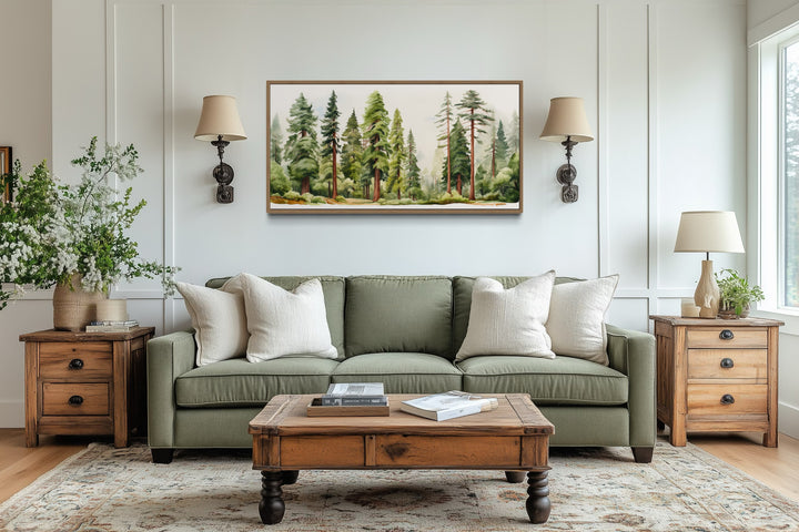Woodlands Forest Watercolor Framed Canvas Wall Art