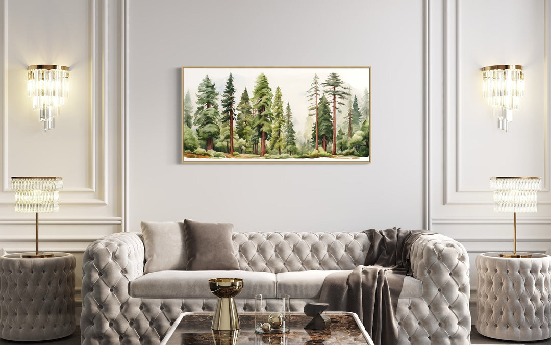 Woodlands Forest Watercolor Framed Canvas Wall Art