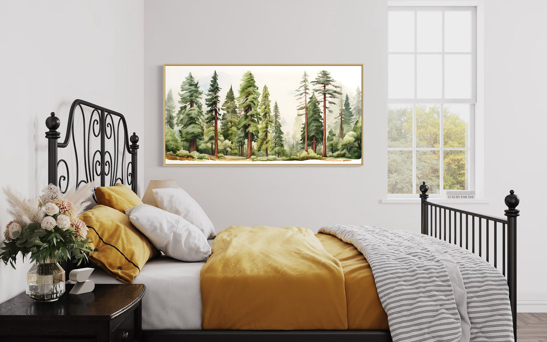 Woodlands Forest Watercolor Framed Canvas Wall Art