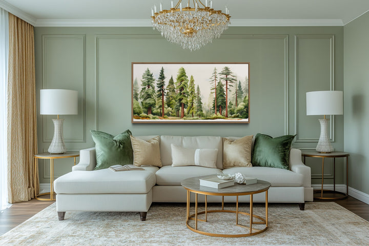 Woodlands Forest Watercolor Framed Canvas Wall Art