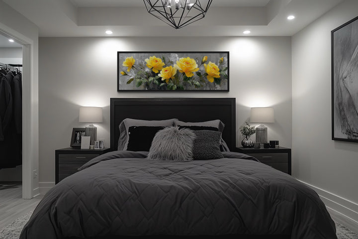 Yellow Roses Long Narrow Framed Canvas Wall Art