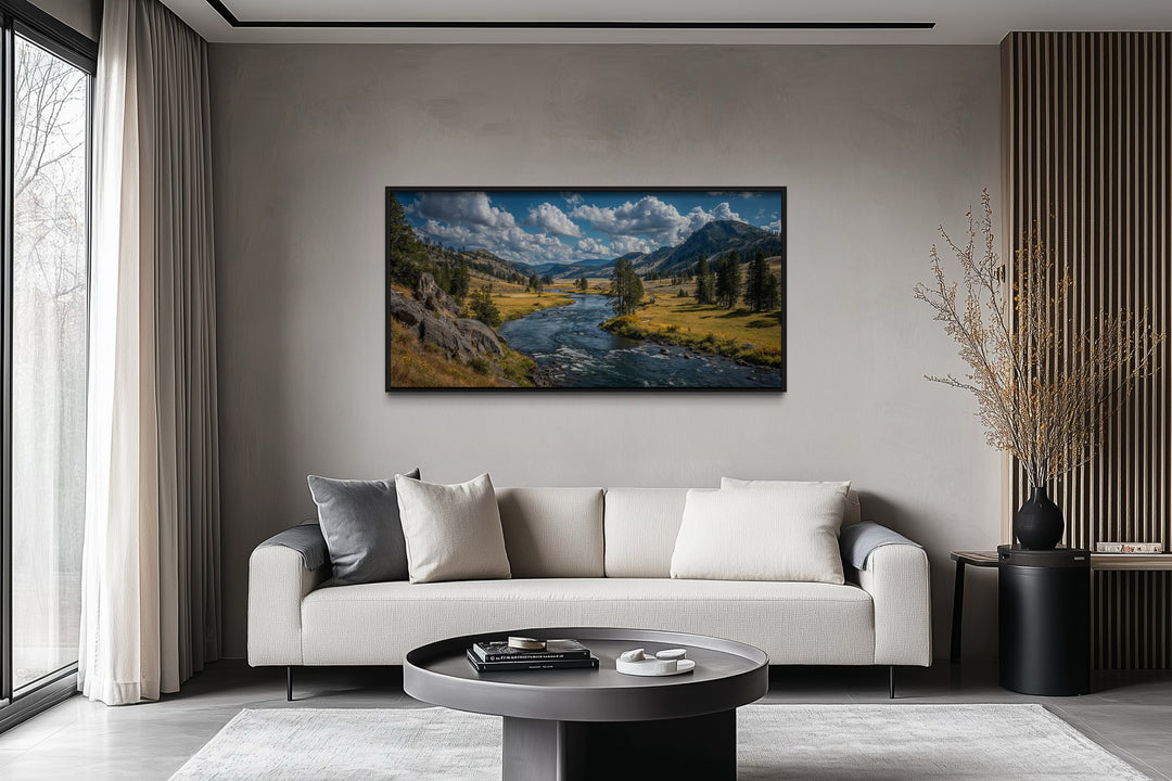 Yellowstone National Park Wall Art – Framed Canvas Rustic Nature Artwork for Cabin Decor