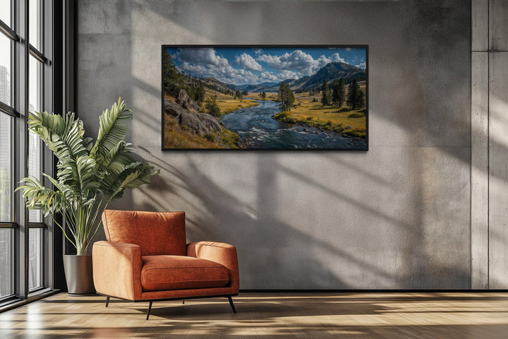 Yellowstone National Park Wall Art – Framed Canvas Rustic Nature Artwork for Cabin Decor