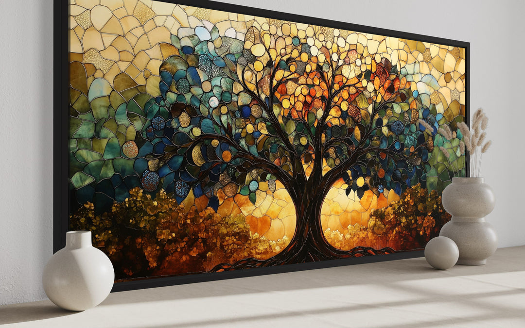 Yggdrasil - Stained Glass Style Tree Of Life Canvas Wall Art