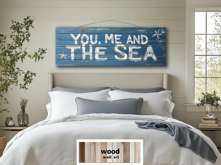 You Me And The Sea Horizontal Distressed Wood Wall Art