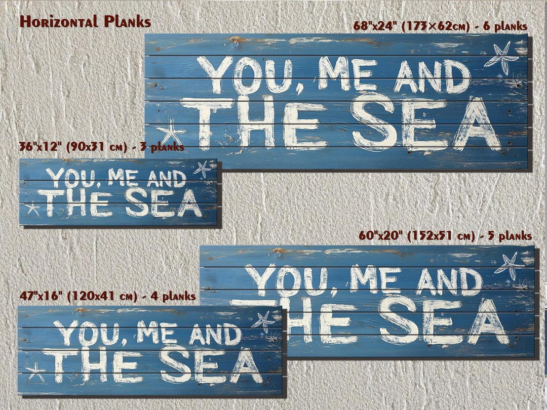 You Me And The Sea Horizontal Distressed Wood Wall Art
