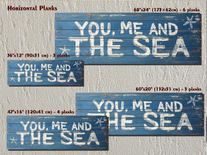 You Me And The Sea Horizontal Distressed Wood Wall Art