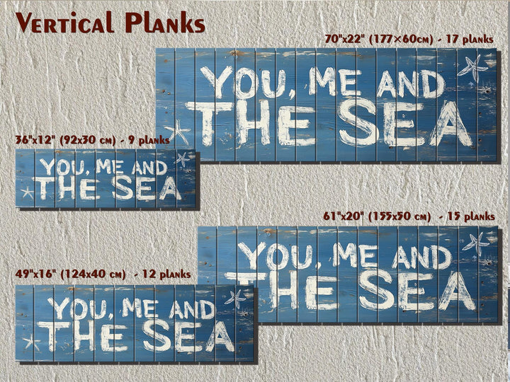 You Me And The Sea Horizontal Distressed Wood Wall Art
