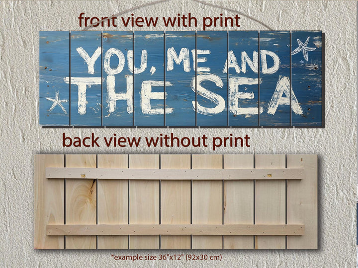 You Me And The Sea Horizontal Distressed Wood Wall Art