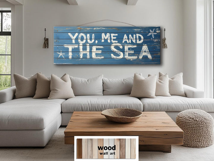 You Me And The Sea Horizontal Distressed Wood Wall Art
