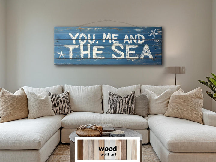 You Me And The Sea Horizontal Distressed Wood Wall Art