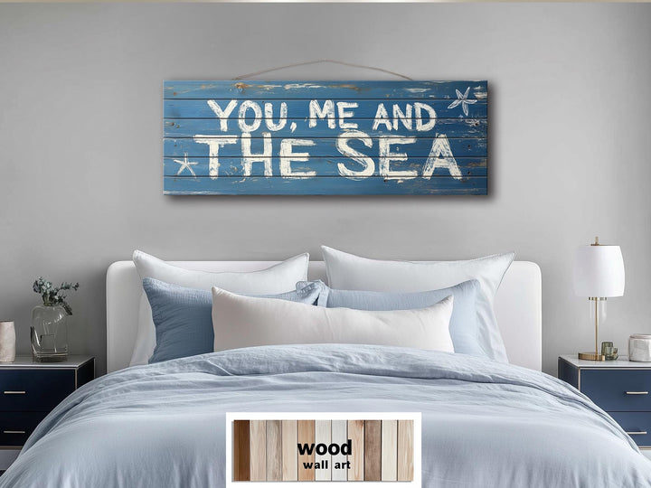 You Me And The Sea Horizontal Distressed Wood Wall Art