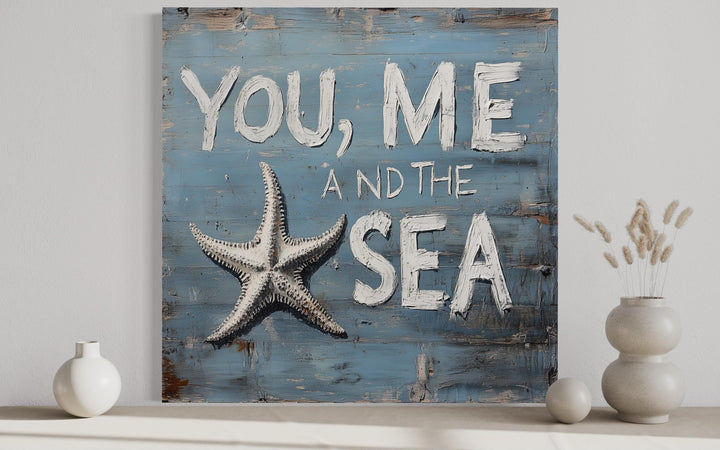 You Me And The Sea Square Canvas Wall Art