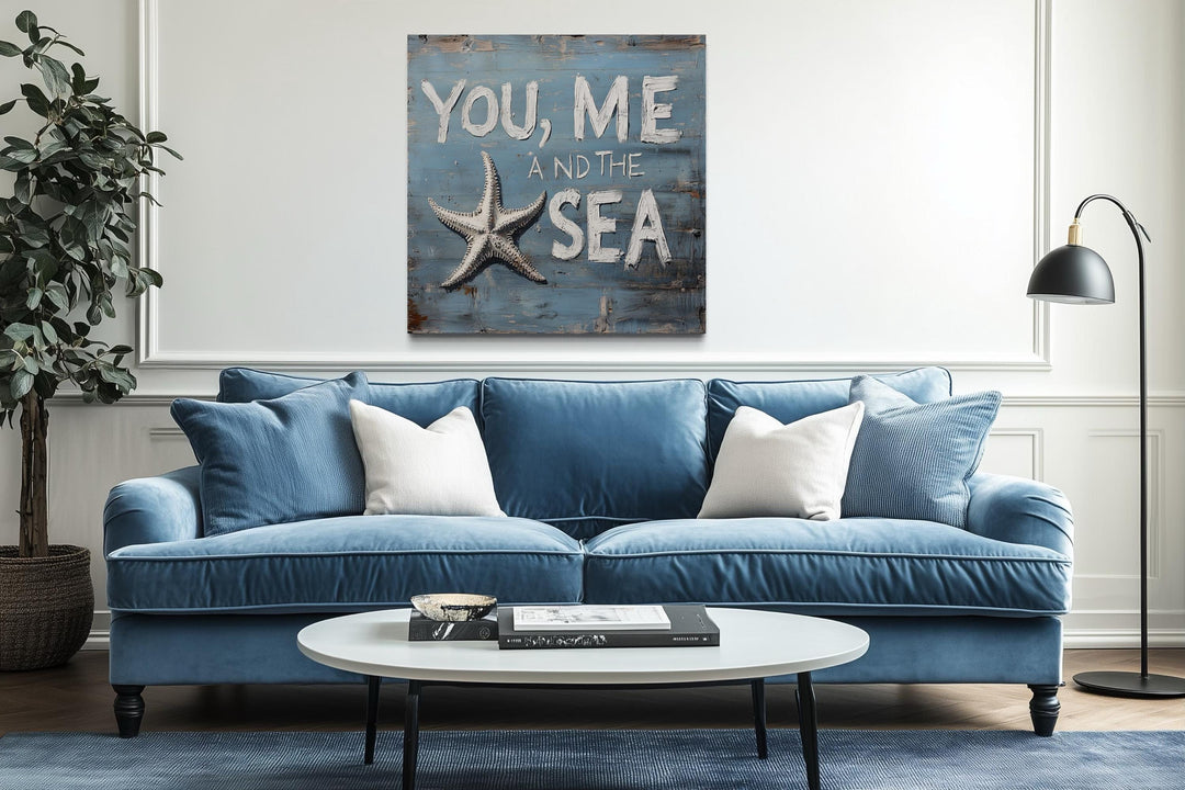 You Me And The Sea Square Canvas Wall Art