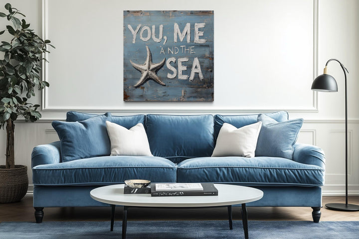You Me And The Sea Square Canvas Wall Art