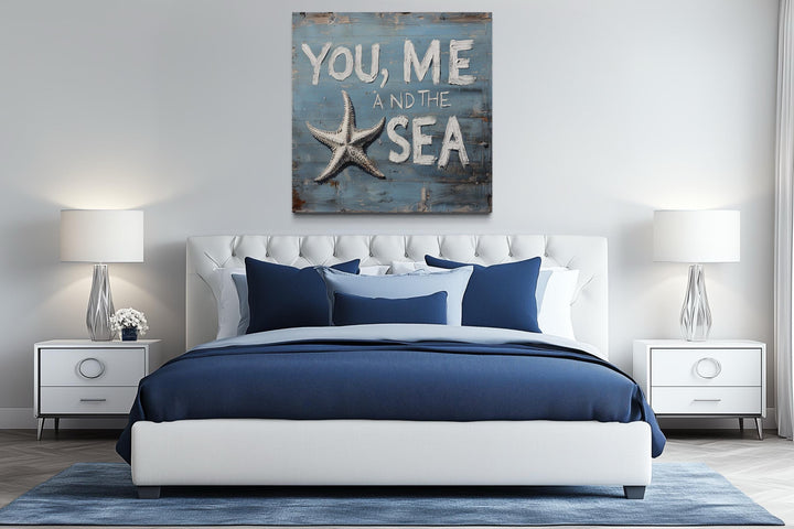You Me And The Sea Square Canvas Wall Art