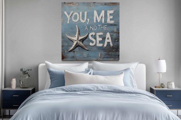 You Me And The Sea Square Canvas Wall Art