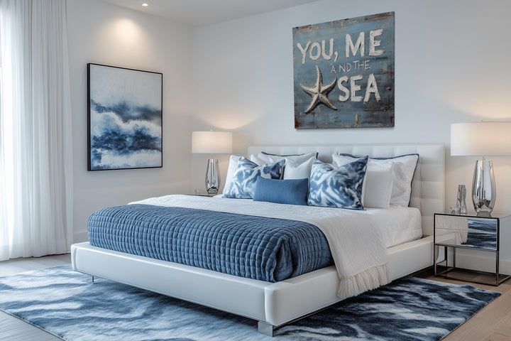 You Me And The Sea Square Canvas Wall Art