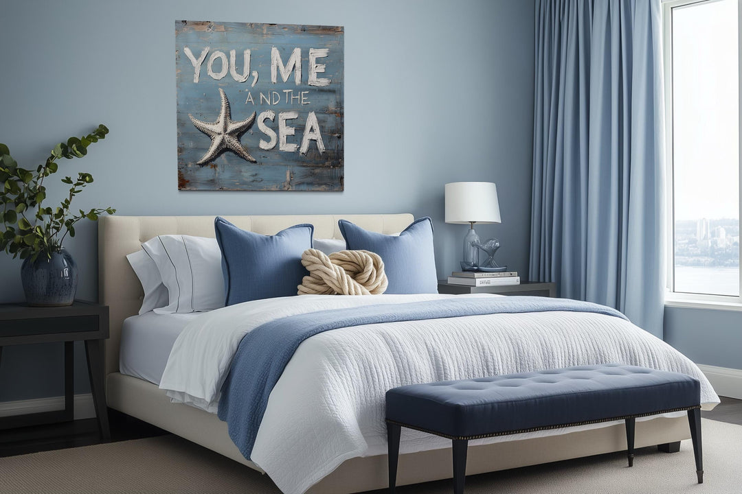 You Me And The Sea Square Canvas Wall Art