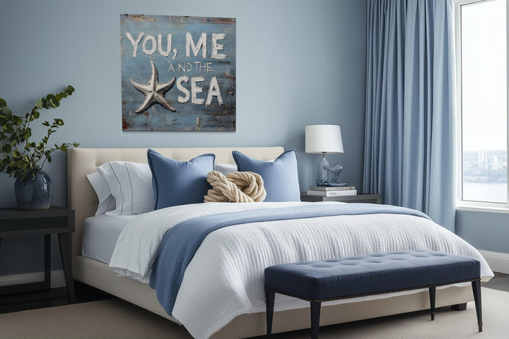 You Me And The Sea Square Canvas Wall Art