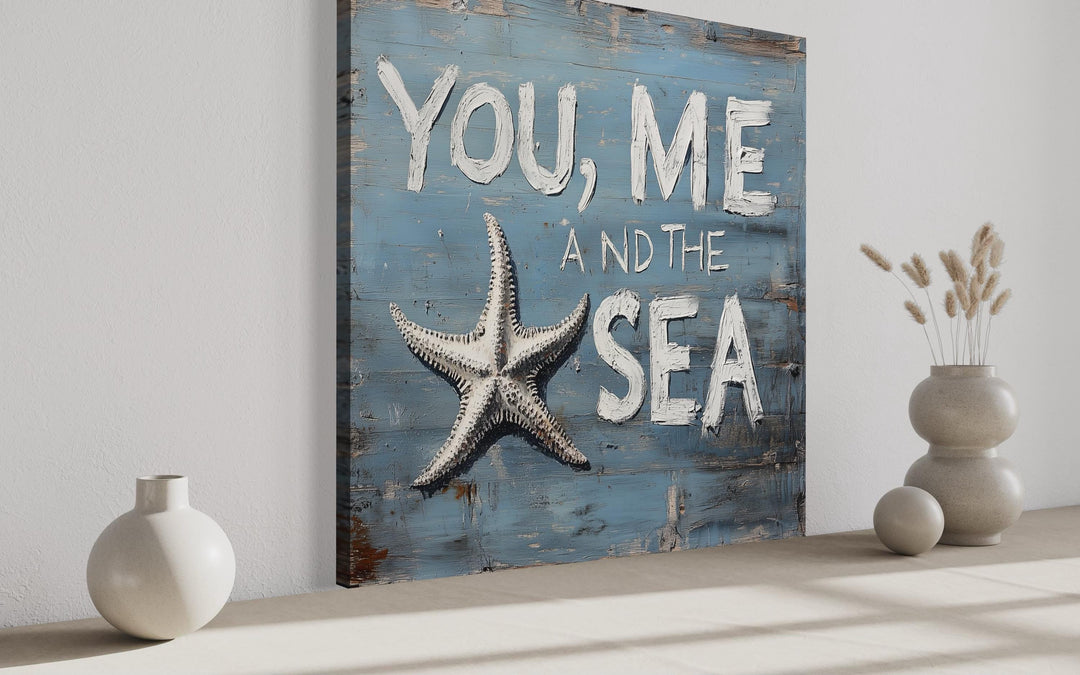 You Me And The Sea Square Canvas Wall Art