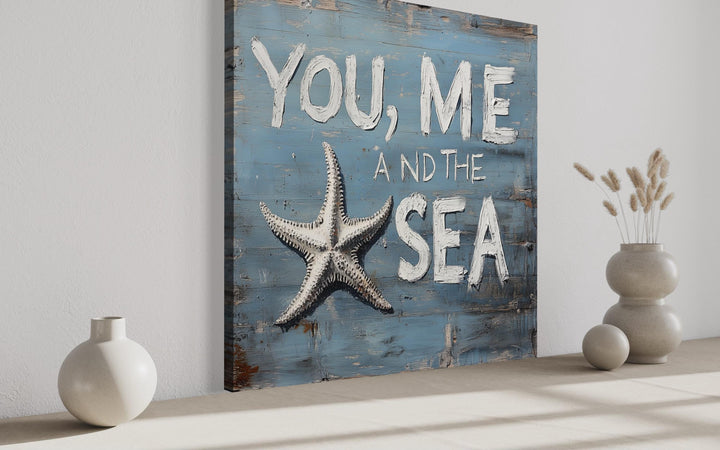 You Me And The Sea Square Canvas Wall Art