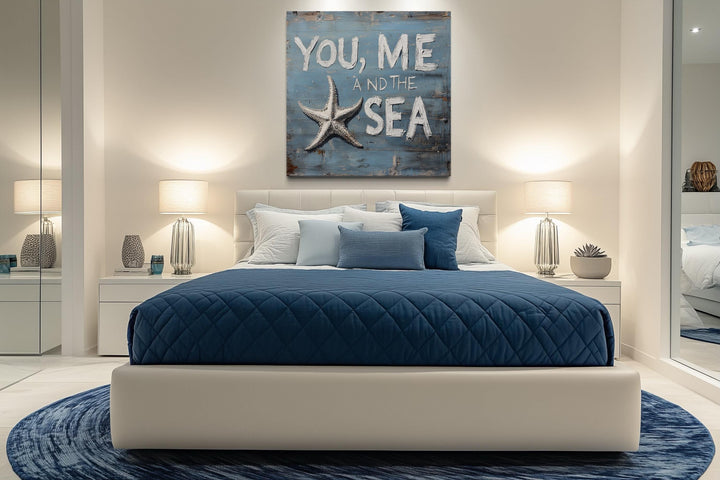You Me And The Sea Square Canvas Wall Art