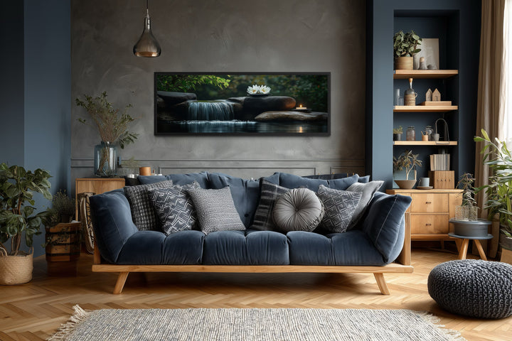 Zen Garden Spa Waterfall Long Horizontal Canvas Wall Art