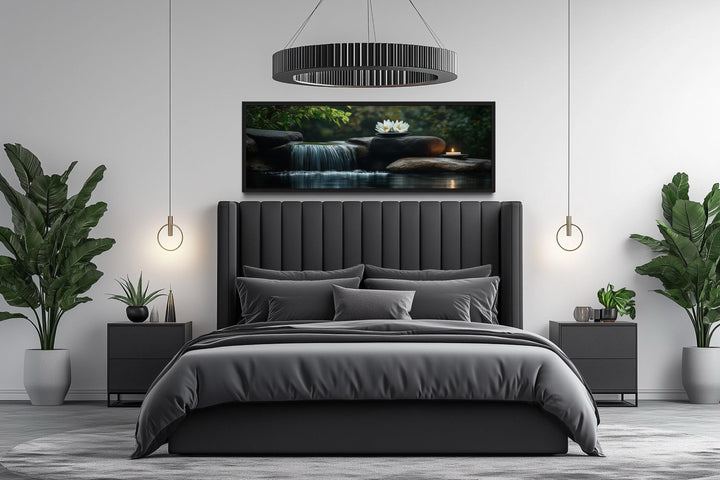 Zen Garden Spa Waterfall Long Horizontal Canvas Wall Art