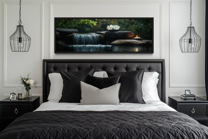 Zen Garden Spa Waterfall Long Horizontal Canvas Wall Art