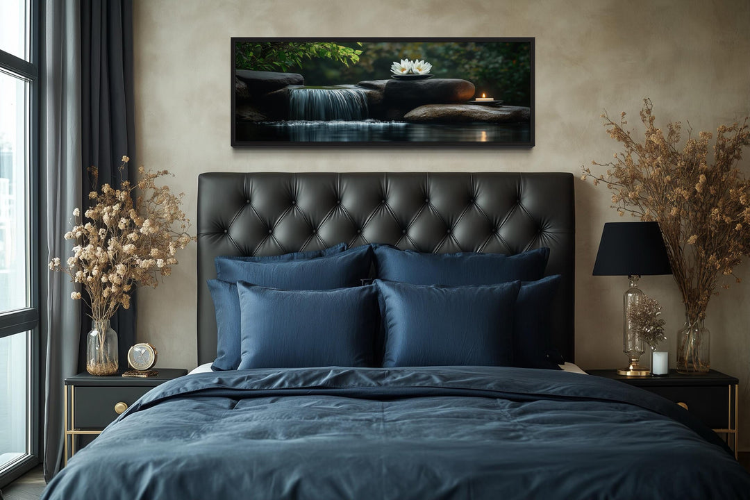 Zen Garden Spa Waterfall Long Horizontal Canvas Wall Art