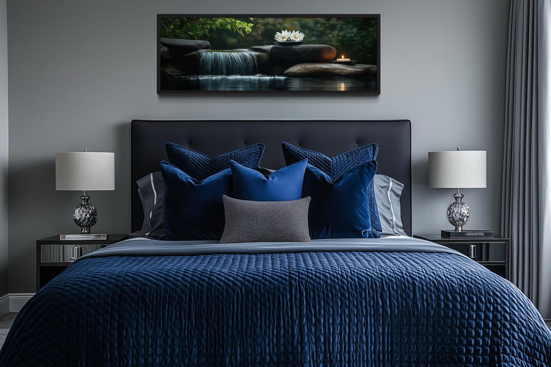 Zen Garden Spa Waterfall Long Horizontal Canvas Wall Art