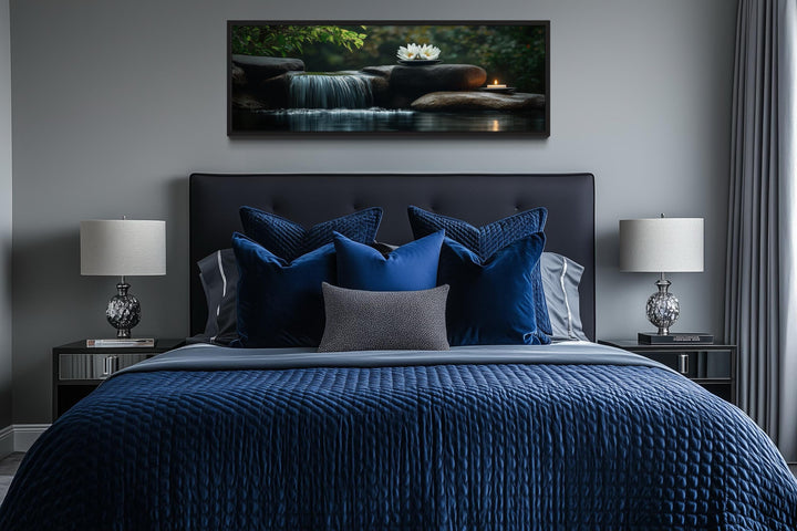 Zen Garden Spa Waterfall Long Horizontal Canvas Wall Art