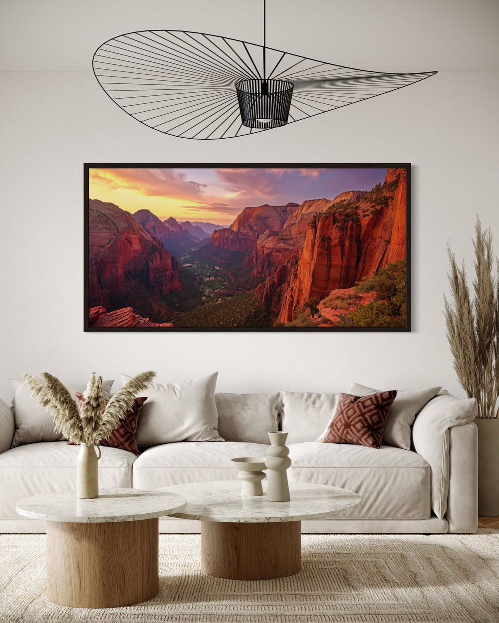 Zion National Park Sunset Photo Style Framed Canvas Wall Art